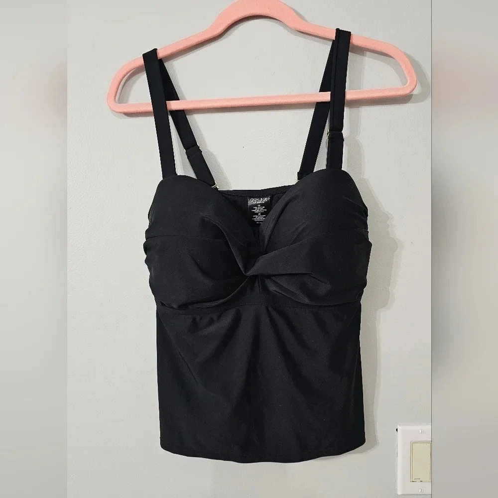 NWTO Catalina Black Twist Front Tankini Top 1X